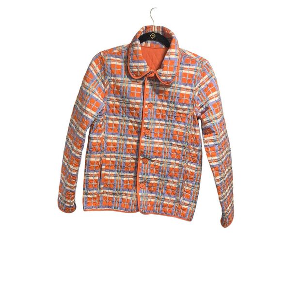 CERVELLE Jackets & Blazers - Vintage Cervelle Womens Reversible Quilted Jacket Orange Plaid XS Y2K Retro